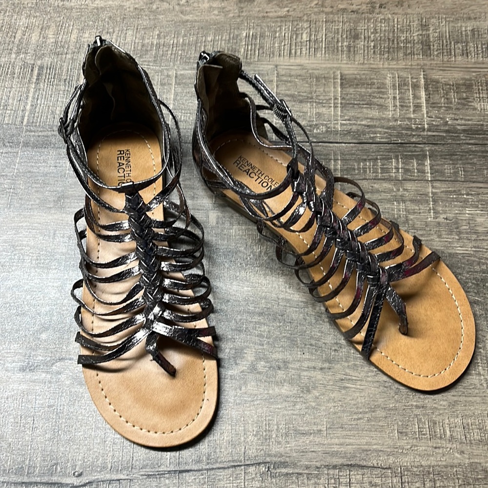 Metallic silver sandals 8.5